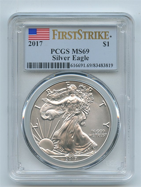 2017 $1 American 1oz Silver Eagle PCGS MS69 First Strike