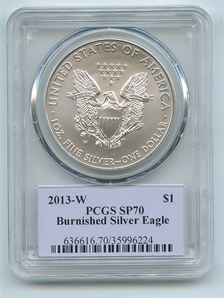 2013 W $1 Unc Burnished Silver Eagle 1oz PCGS SP70 Thomas Cleveland Native