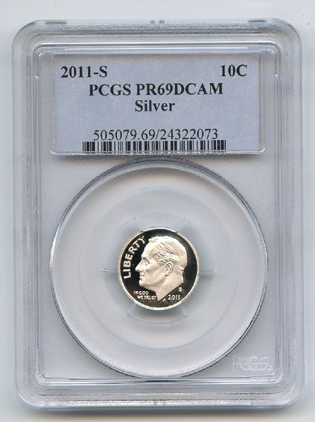 2011 S 10C Silver Roosevelt Dime PCGS PR69DCAM