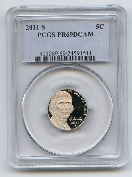 2011 S 5C Jefferson Nickel PCGS PR69DCAM