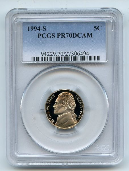 1994 S 5C Jefferson Nickel Proof PCGS PR70DCAM