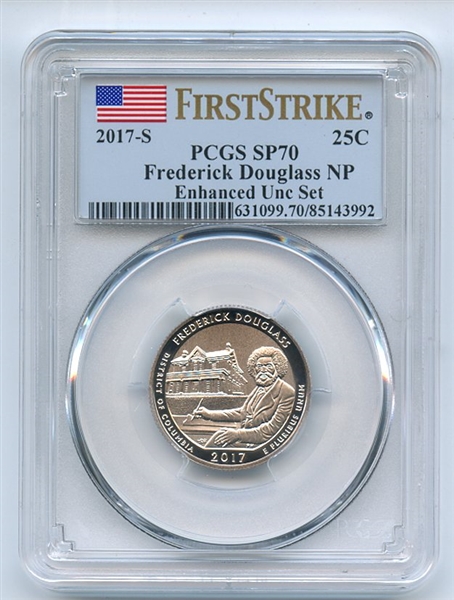 2017 S 25C Frederick Douglass Quarter Enhanced PCGS SP70 First Strike