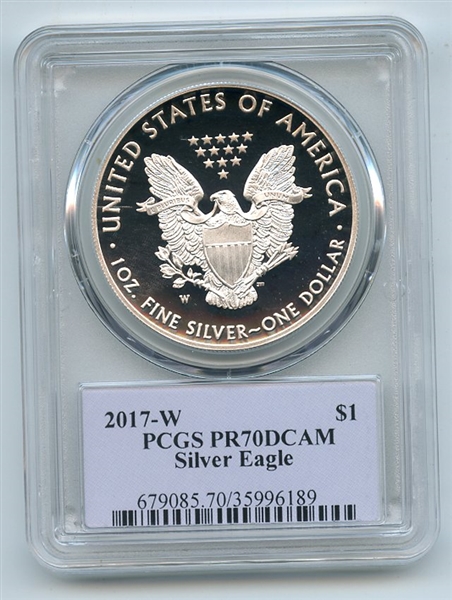 2017 W $1 Proof American Silver Eagle 1oz PCGS PR70DCAM Thomas Cleveland Native