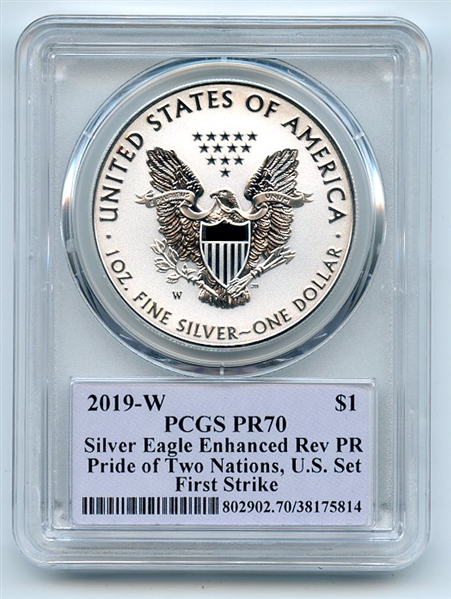 2019 W $1 Reverse Proof Silver Eagle Pride PCGS PR70 FS Thomas Cleveland Native
