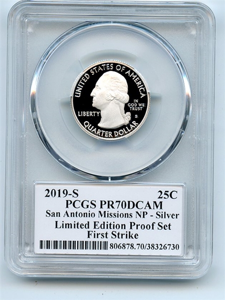 2019 S 25C Silver San Antonio Quarter Limited Ed PCGS PR70DCAM Cleveland Eagle