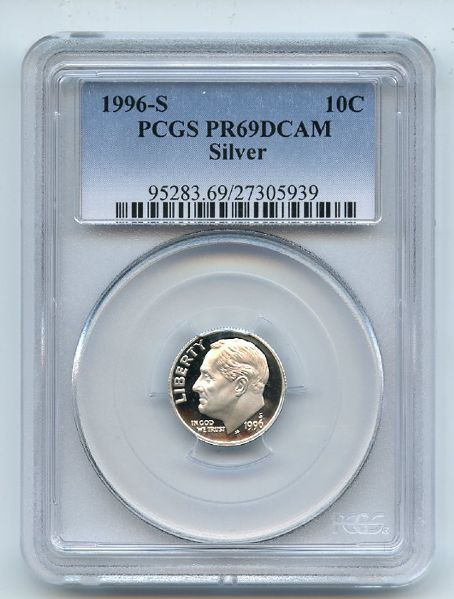1996 S 10C Silver Roosevelt Dime Proof PCGS PR69DCAM