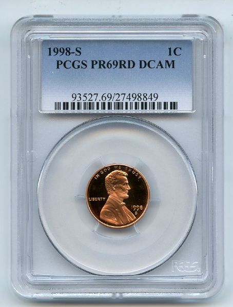 1998 S 1C Lincoln Cent Proof PCGS PR69DCAM