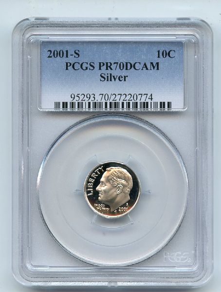 2001 S 10C Silver Roosevelt Dime PCGS PR70DCAM