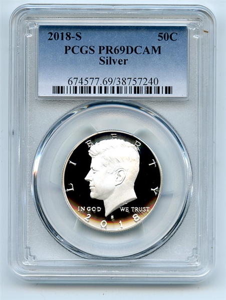 2018 S 50C Silver Kennedy Half Dollar PCGS PR69DCAM