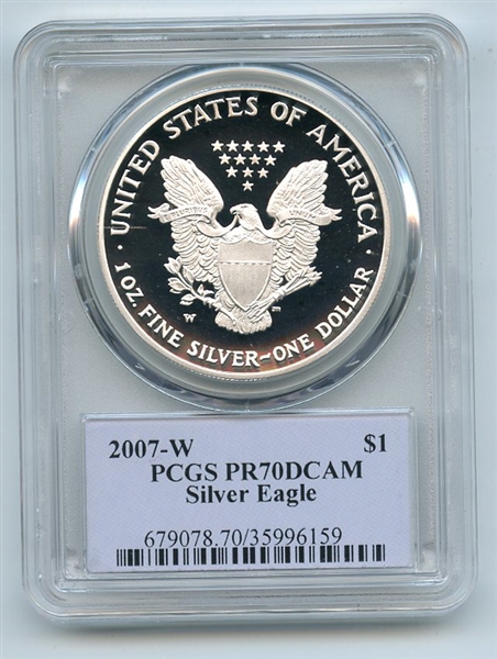 2007 W $1 Proof American Silver Eagle 1oz PCGS PR70DCAM Thomas Cleveland Native