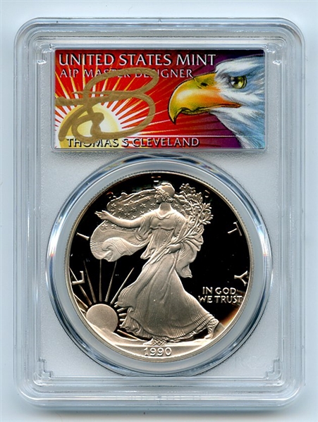 1990 S $1 Proof American Silver Eagle 1oz PCGS PR69DCAM Thomas Cleveland Eagle