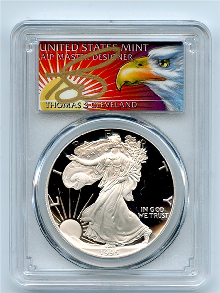 1995 P $1 Proof American Silver Eagle 1oz PCGS PR69DCAM Thomas Cleveland Eagle