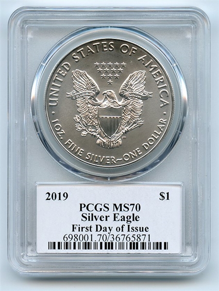 2019 $1 Silver Eagle 1oz PCGS MS70 FDOI First Day Issue Thomas Cleveland Eagle