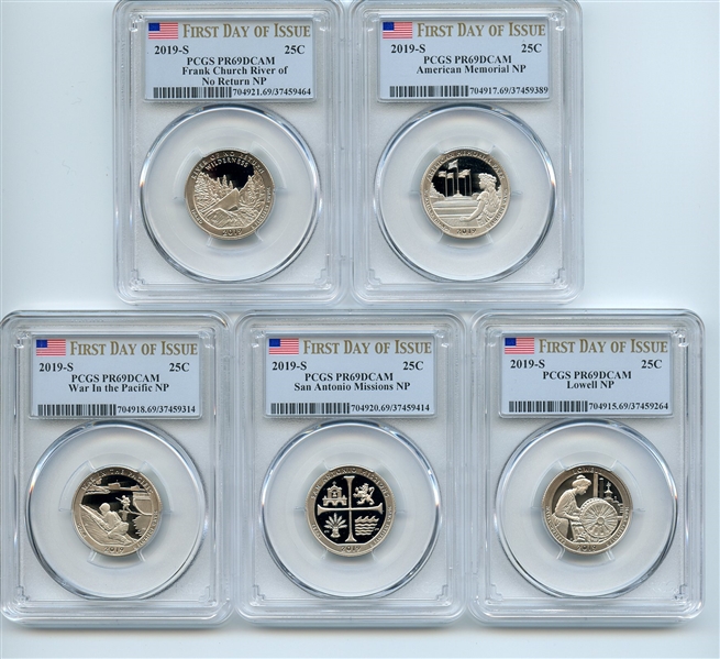2019 S Clad State National Parks Quarter Set PCGS PR69DCAM First Day of Issue