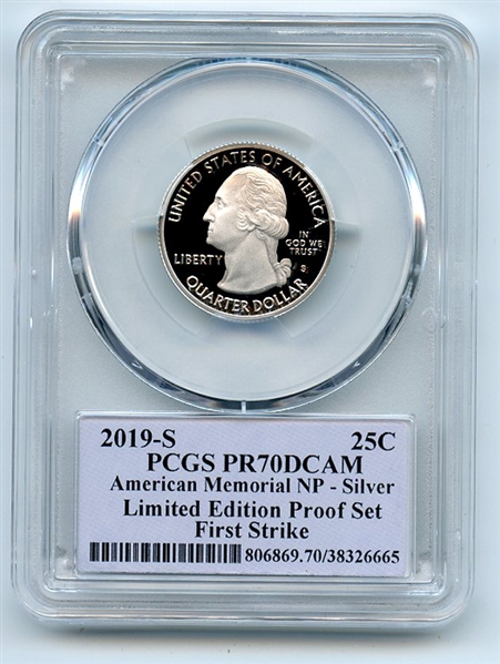 2019 S 25C Silver American Mem Quarter Limited Ed PCGS PR70DCAM Cleveland Native