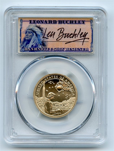2019 P $1 Sacagawea Enhanced Coin & Currency Pos A PCGS SP70 FS Leonard Buckley