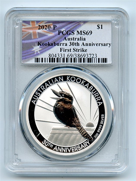 2020 P $1 Australian Silver Kookaburra 1oz PCGS MS69 First Strike