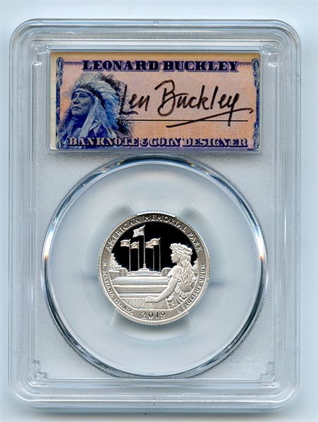 2019 S 25C Silver American Mem Quarter Limited Edition PCGS PR70DCAM Len Buckley
