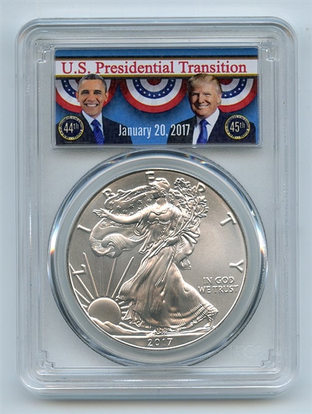 2017 $1 American 1oz Silver Eagle PCGS MS69 Obama/Trump Transition