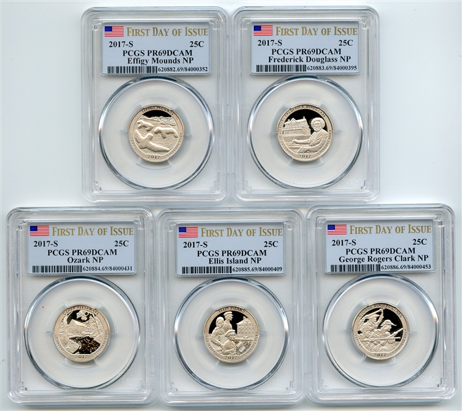 2017 S Clad National Parks Quarter Set PCGS PR69DCAM First Day of Issue