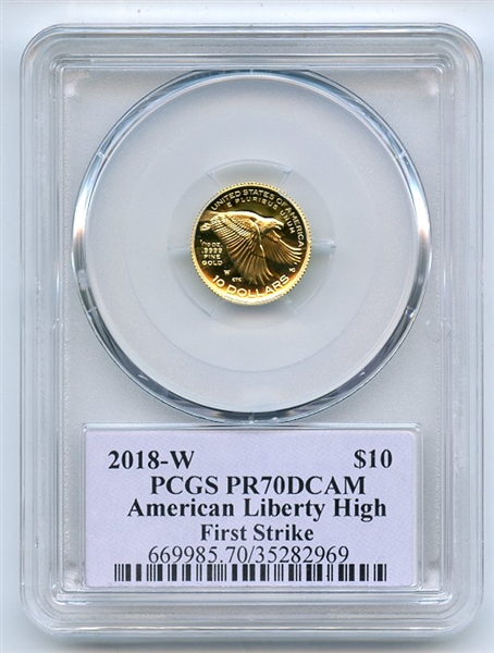 2018 W $10 American Liberty Gold 1/10 oz PCGS PR70DCAM FS Thomas Cleveland