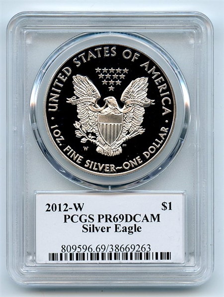 2012 W $1 Proof American Silver Eagle 1oz PCGS PR69DCAM Thomas Cleveland Eagle