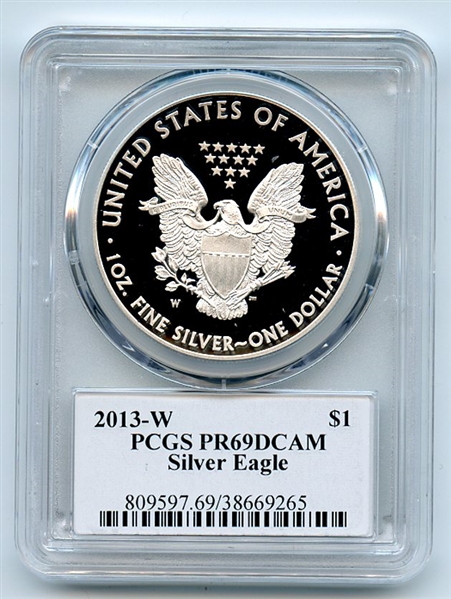 2013 W $1 Proof American Silver Eagle 1oz PCGS PR69DCAM Thomas Cleveland Eagle