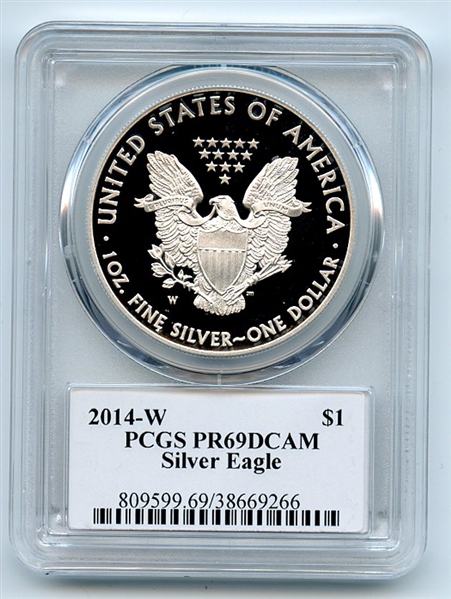 2014 W $1 Proof American Silver Eagle 1oz PCGS PR69DCAM Thomas Cleveland Eagle