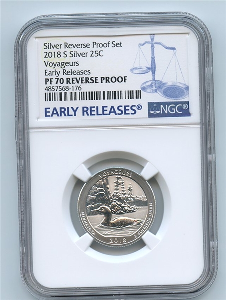 2018 S 25C Silver Reverse Proof Voyageurs Quarter NGC PR70 Early Releases