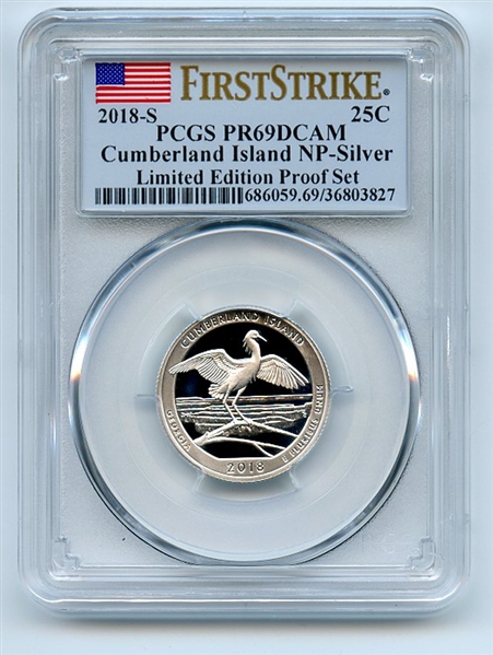 2018 S 25C Silver Cumberland Island Quarter PCGS PR69DCAM FS Limited Edition
