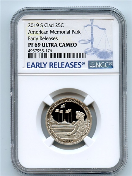 2019 S 25C Clad American Memorial Quarter NGC PF69UCAM Early Releases