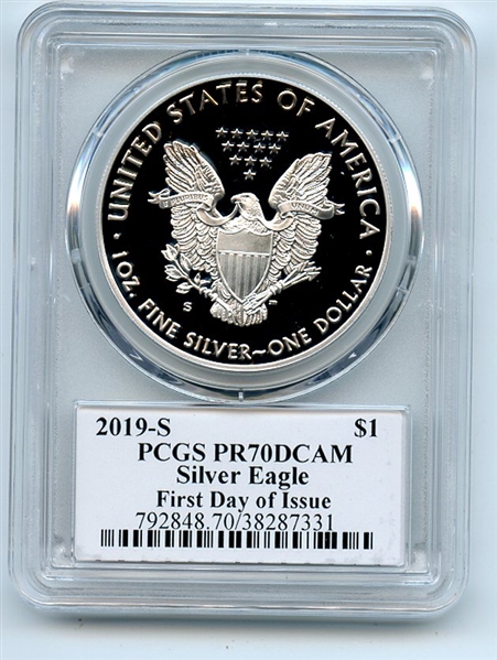 2019 S $1 Proof Silver Eagle PCGS PR70DCAM FDOI Thomas Cleveland Eagle