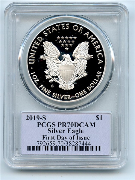 2019 S $1 Proof Silver Eagle PCGS PR70DCAM FDOI Thomas Cleveland Native