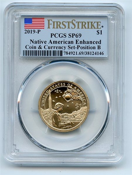 2019 P $1 Sacagawea Enhanced Dollar Coin & Currency Pos B PCGS SP69 First Strike