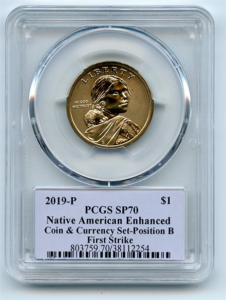 2019 P $1 Sacagawea Dollar Coin Currency Pos B PCGS SP70 Thomas Cleveland Native