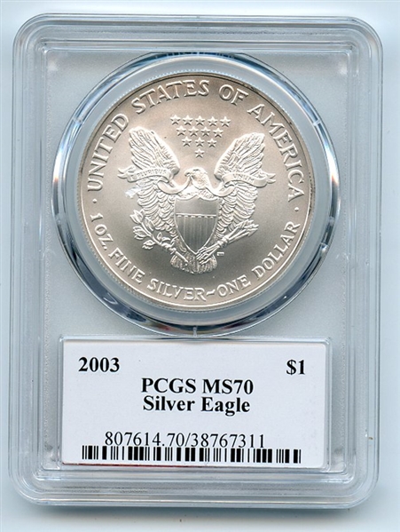 2003 $1 American Silver Eagle Dollar PCGS MS70 Thomas Cleveland Eagle