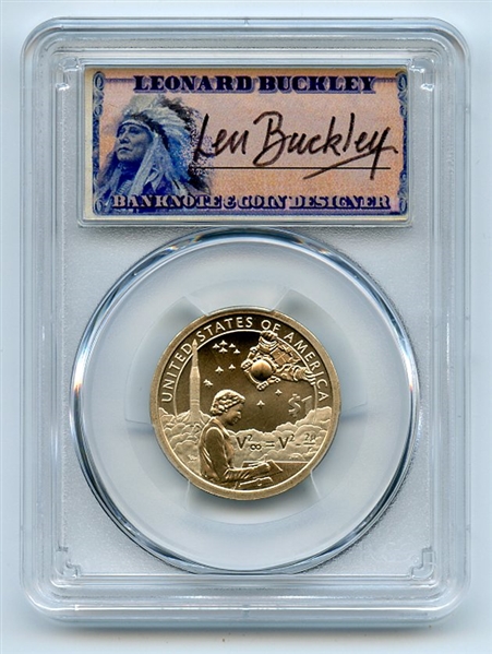 2019 P $1 Sacagawea Enhanced Coin & Currency Pos B PCGS SP70 FS Leonard Buckley