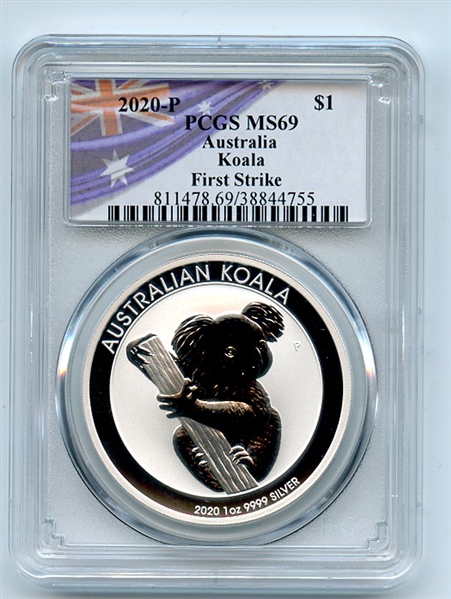 2020 P $1 Australian Silver Koala Dollar PCGS MS69 First Strike