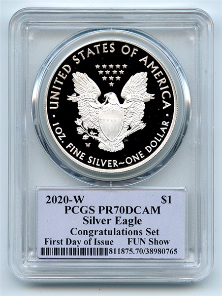 2020 W $1 Congratulations Silver Eagle FUN Show PCGS PR70DCAM Cleveland Native
