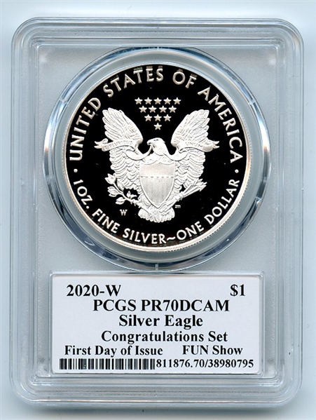 2020 W $1 Congratulations Silver Eagle FUN Show PCGS PR70DCAM FDOI Fred Haise