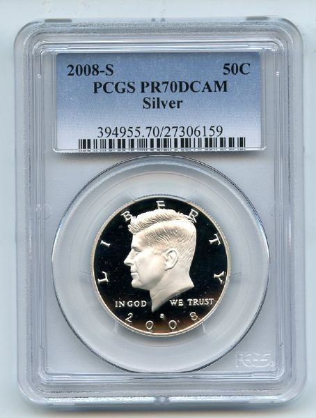 2008 S 50C Silver Kennedy Half Dollar PCGS PR70DCAM