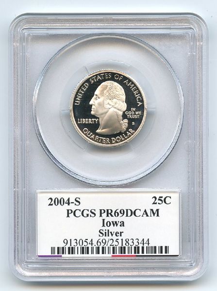 2004 S 25C Silver Iowa Quarter PCGS PR69DCAM