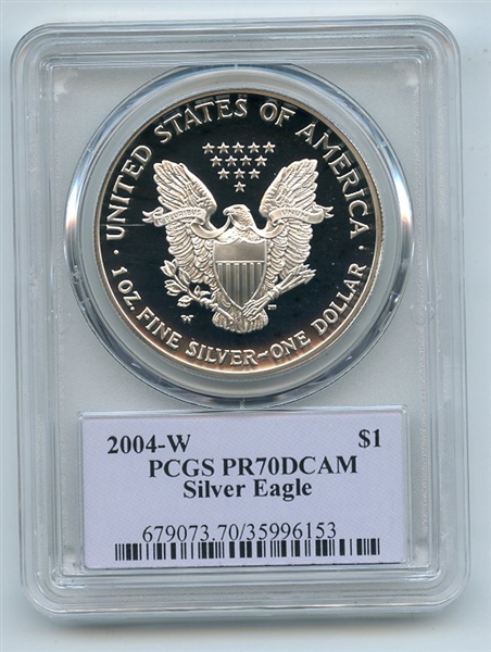 2004 W $1 Proof American Silver Eagle 1oz PCGS PR70DCAM Thomas Cleveland Native