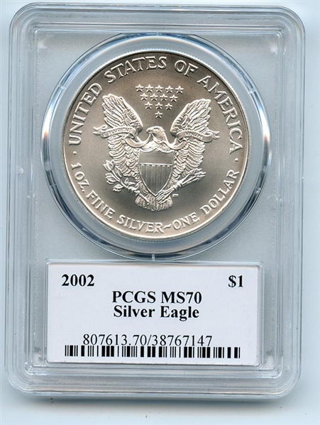2002 $1 American Silver Eagle Dollar PCGS MS70 Thomas Cleveland Arrows