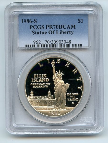 1986 S $1 Statue of Liberty Silver Commemorative Dollar PCGS PR70DCAM