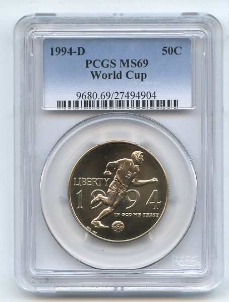 1994 D 50C World Cup Commemorative PCGS MS69