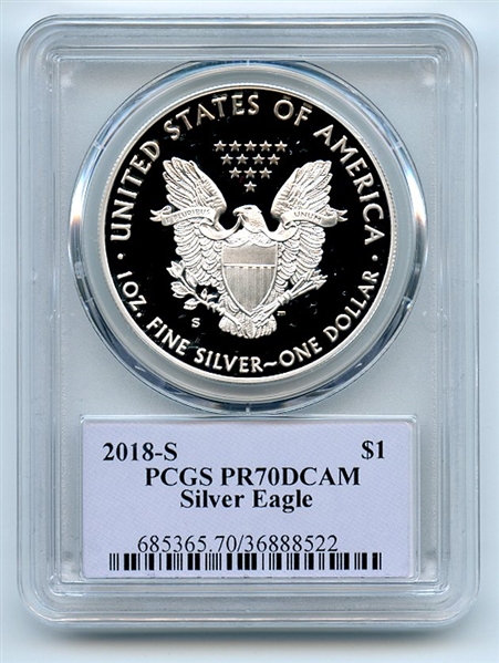 2018 S $1 Proof American Silver Eagle 1oz PCGS PR70DCAM Thomas Cleveland Native