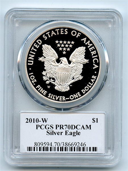 2010 W $1 Proof American Silver Eagle 1oz PCGS PR70DCAM Thomas Cleveland Eagle