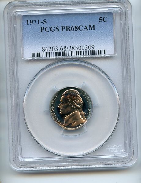 1971 S 5C Jefferson Nickel PCGS PR68CAM