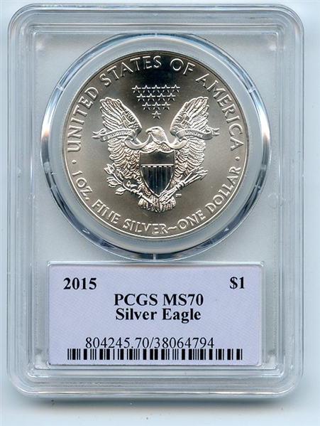 2015 $1 American Silver Eagle PCGS MS70 Thomas Cleveland Native